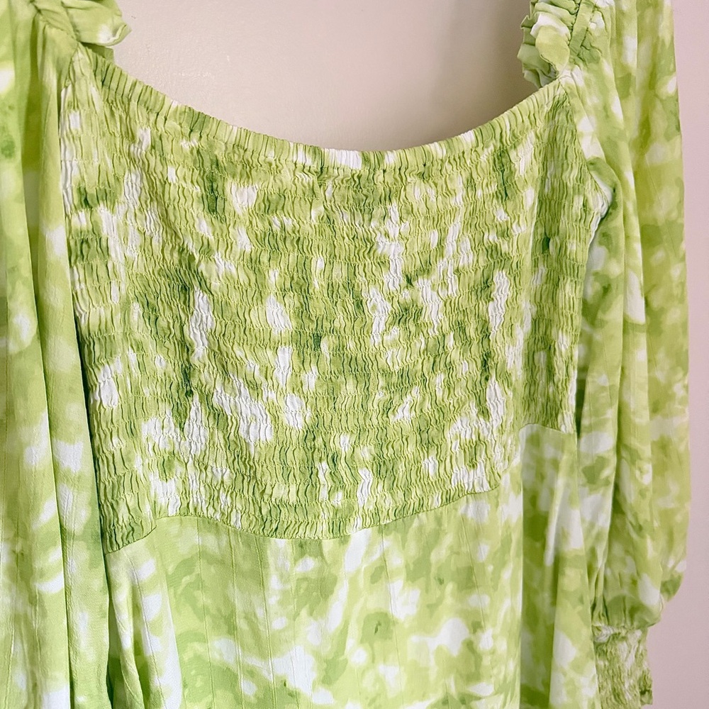 Faithfull The Brand Green Tie Dye Mini Dress Ruffle Vacation Womens Size 4 Small - Picture 8 of 13